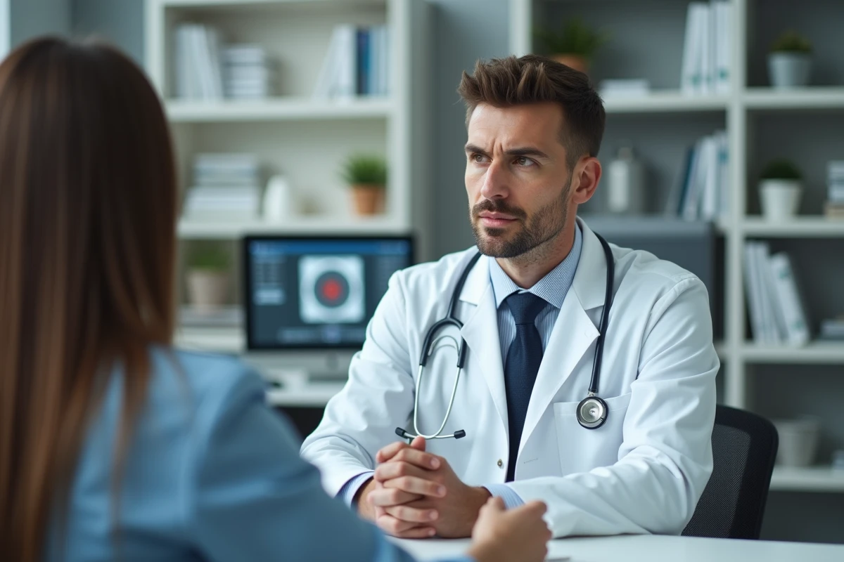 Jeune médecin consulte un patient dans un cabinet moderne